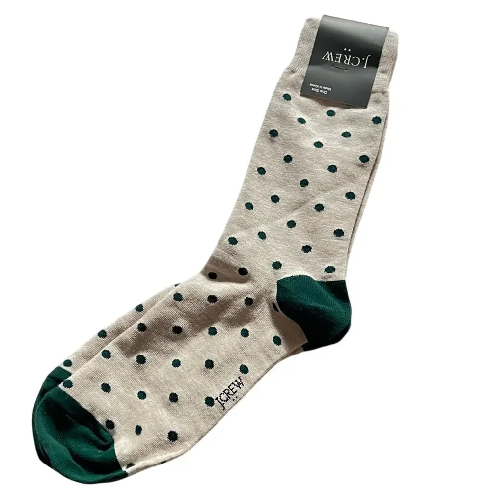J.Crew Men’s Gray and Green Dot Socks NWT OS
